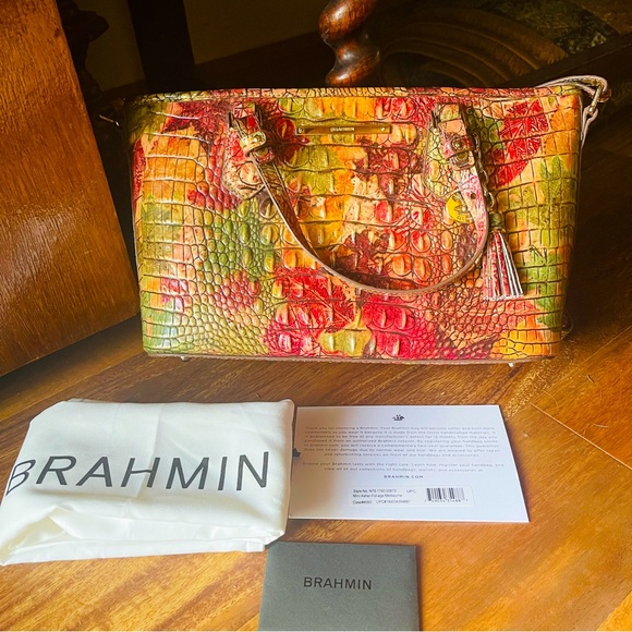 🍂VIVID BRAHMIN MINI ASHER FALL FOLIAGE CROC EMBOSSED LEATHER MELBOURNE! - Picture 3 of 16